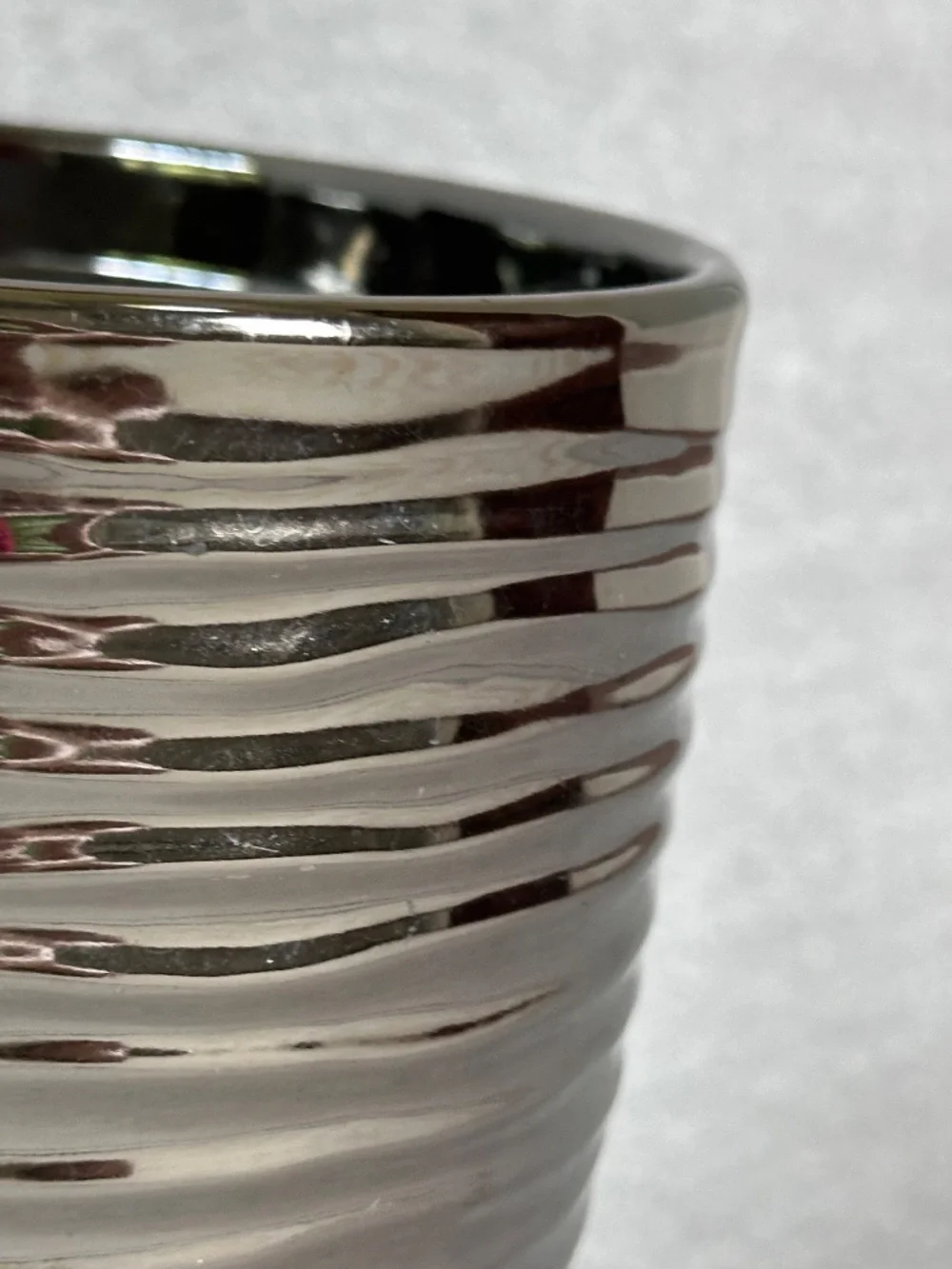 West Elm Ribbed Metallic Ceramic Cylinder Vase